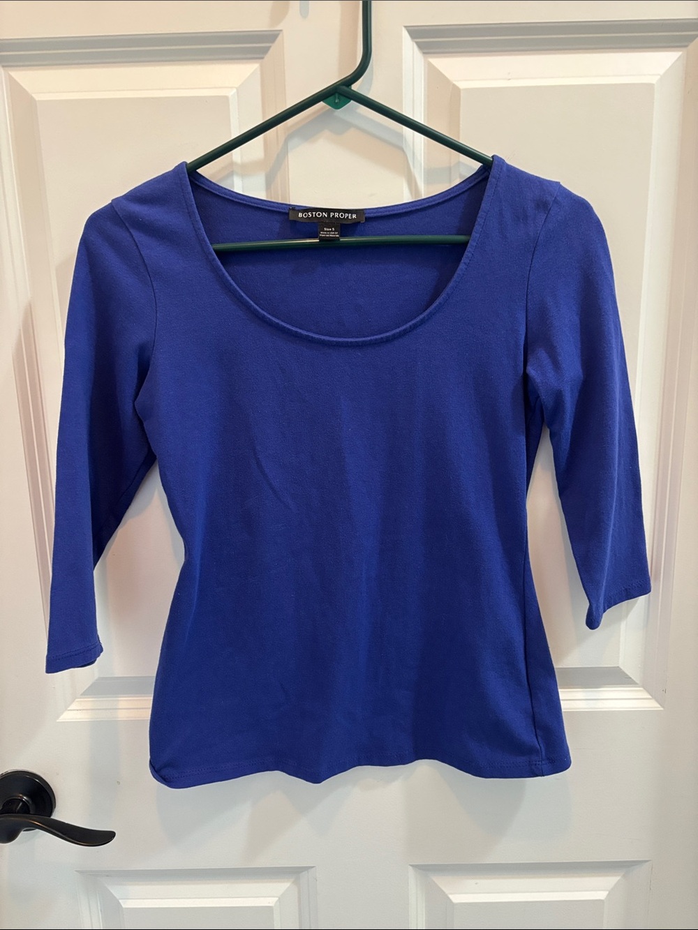 Boston Proper Blue Scoop Neck Stretch Top